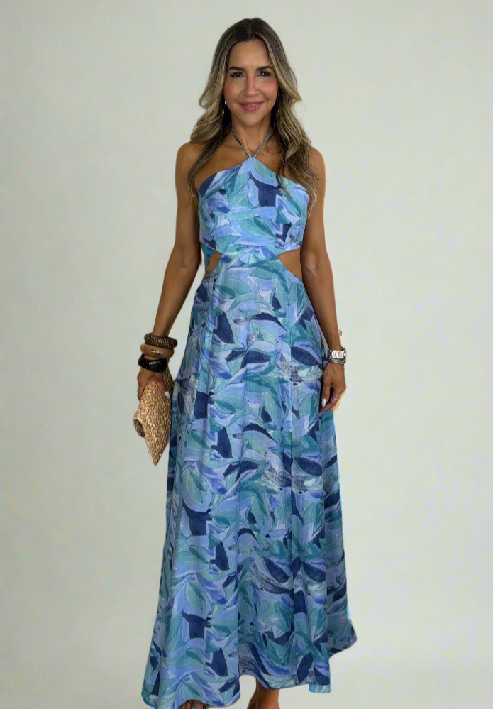 Blue Print Cut Out Maxi