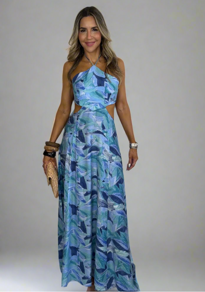 Blue Print Cut Out Maxi