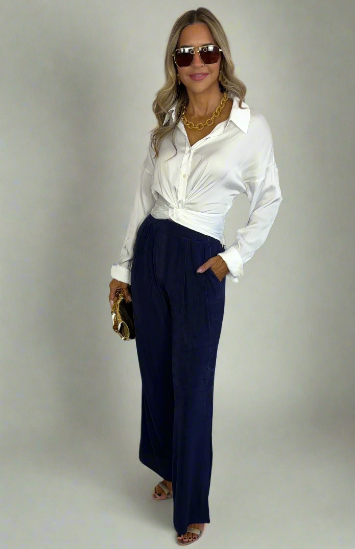 Navy Top & Pants Set