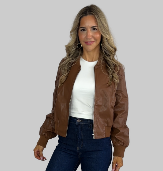 Brown Bomber Leather Jacket
