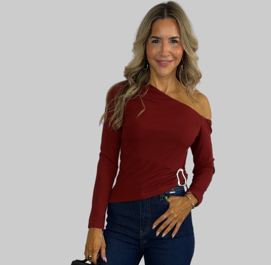 Burgundy Asymmetrical Top