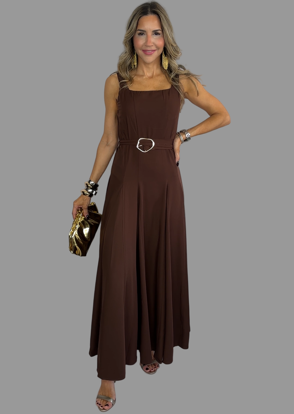 Brown Belted Maxi
