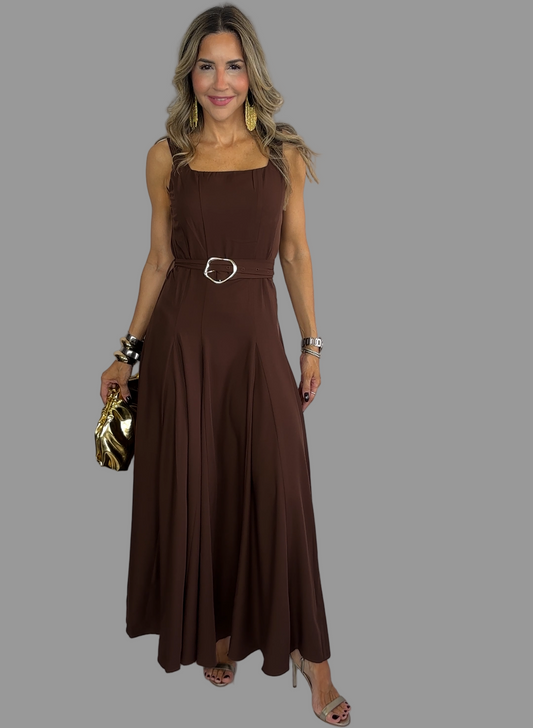 Brown Belted Maxi
