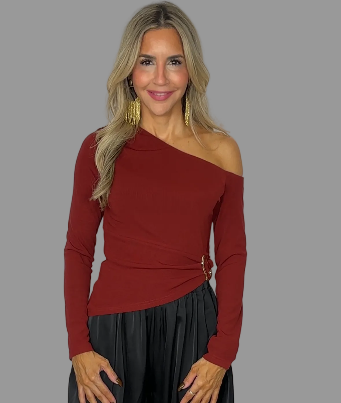 Burgundy Asymmetrical Top