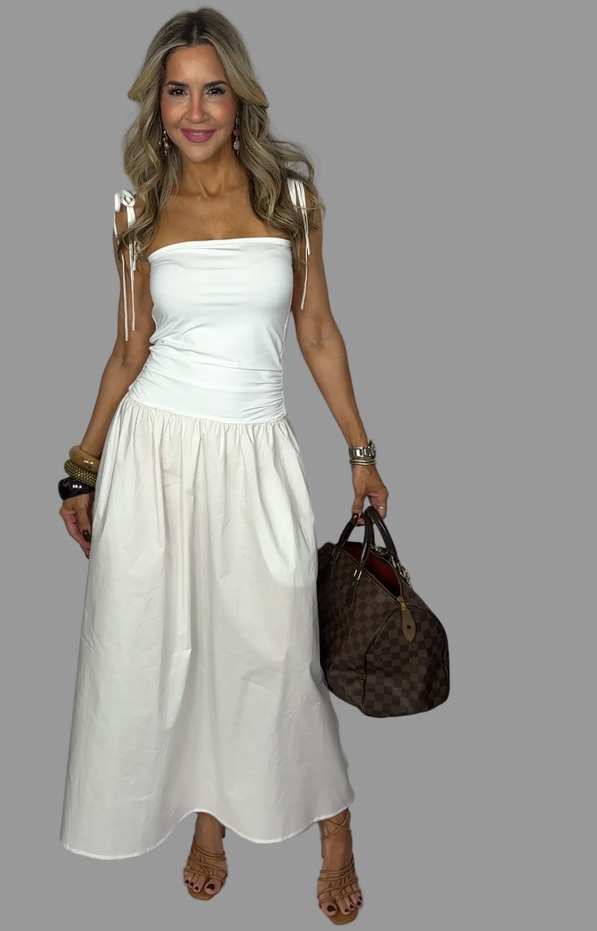 Ivory Flared Maxi Dress