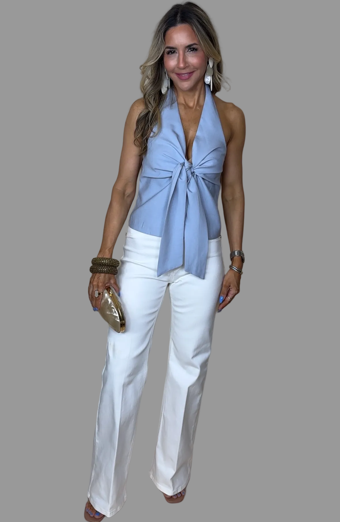 Dusty Blue Halter Top