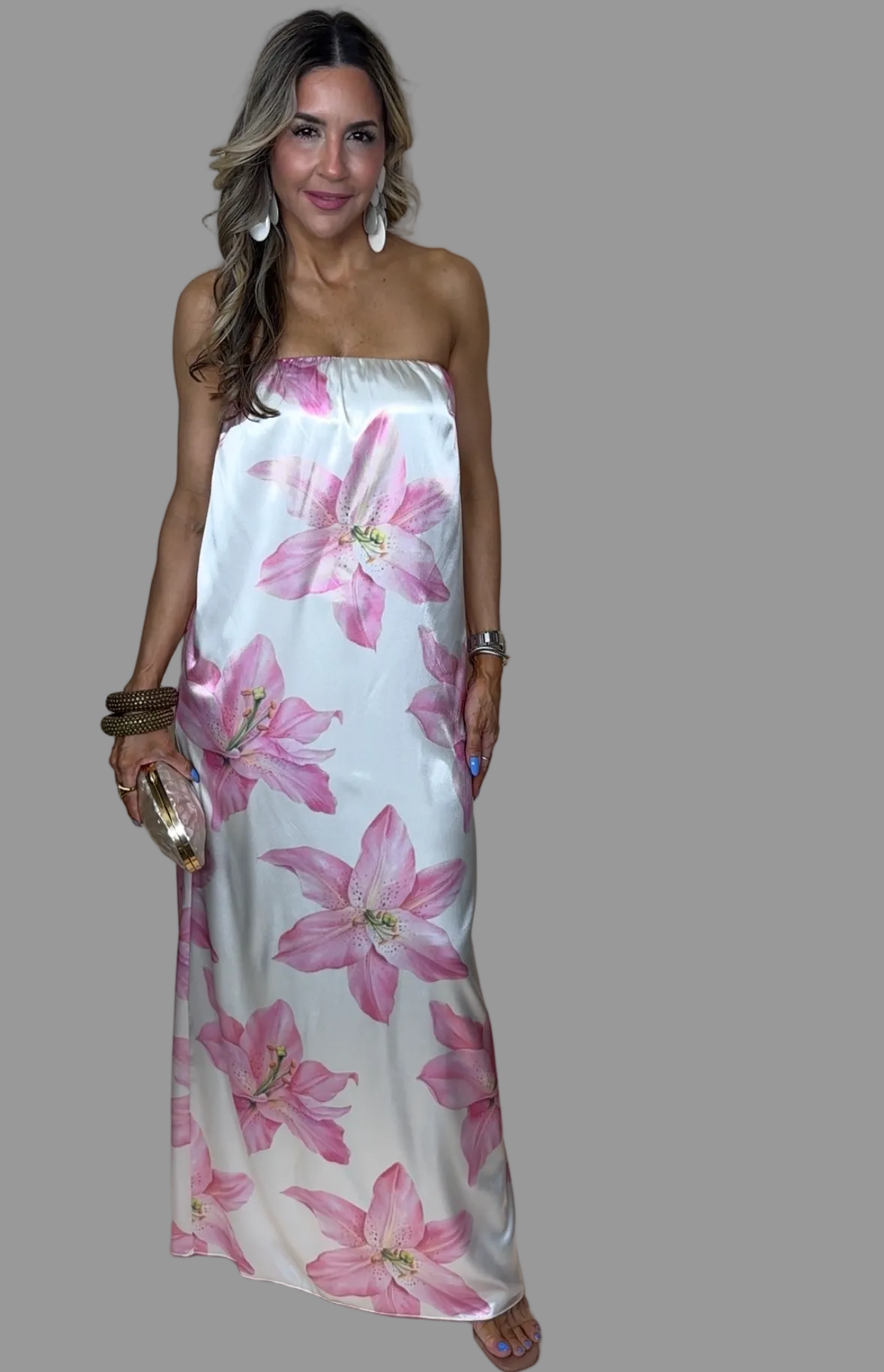 Pink Orchids Maxi Dress