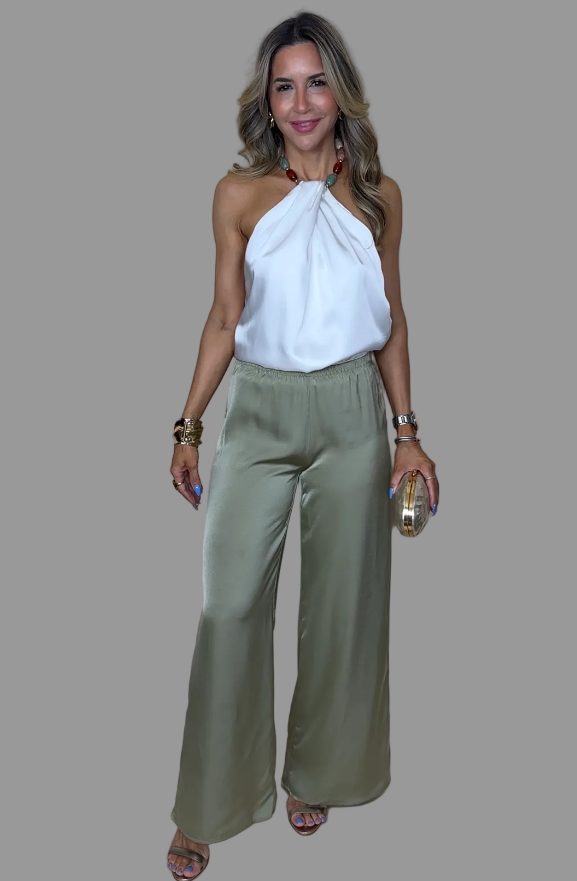 Beaded Necklace Halter Top