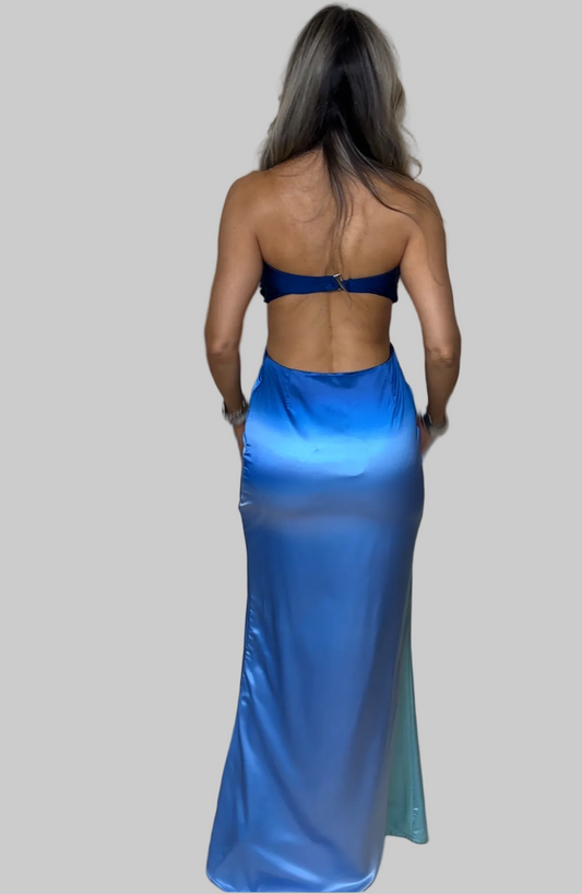 Blue Ombre Satin Dress