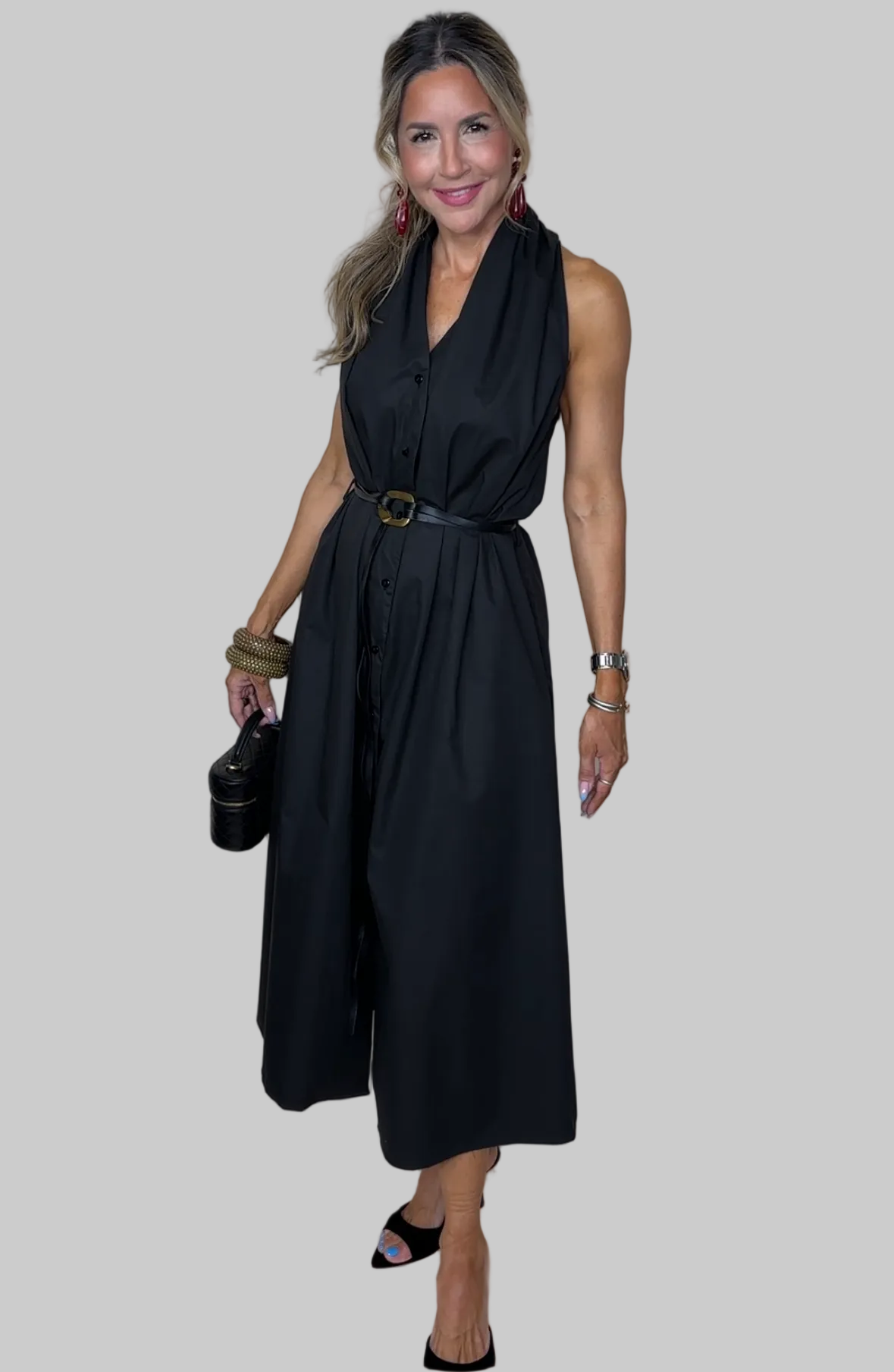 Black Halter Midi Dress