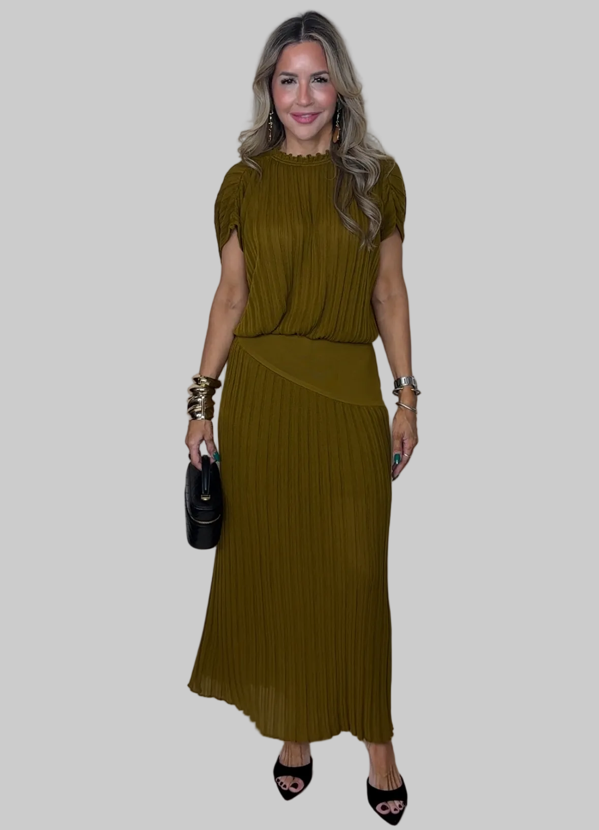 Gold Brown Skirt Set
