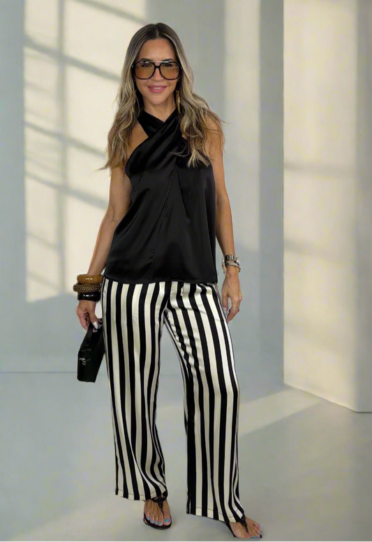 Satin Stripes Pants