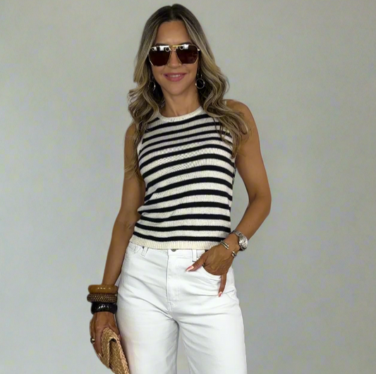 Navy Stripes Top