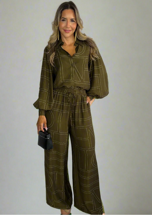 Olive Palazzo & Blouse Set