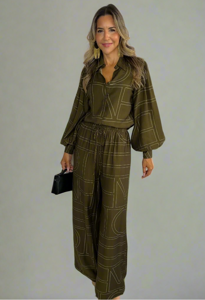 Olive Palazzo & Blouse Set