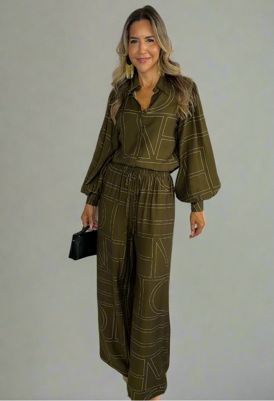 Olive Palazzo & Blouse Set