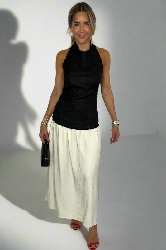 Halter Ivory Black Dress
