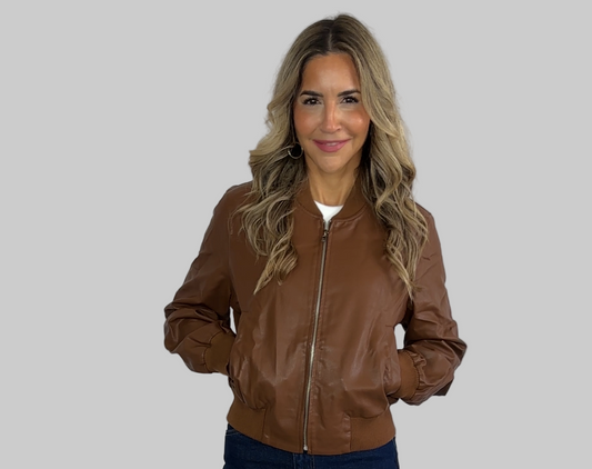 Brown Bomber Leather Jacket
