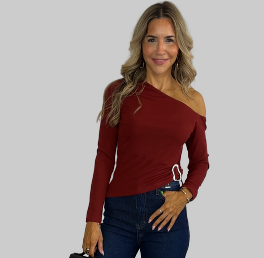 Burgundy Asymmetrical Top