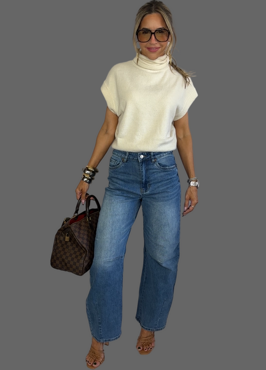 Med Wash Barrel Jeans