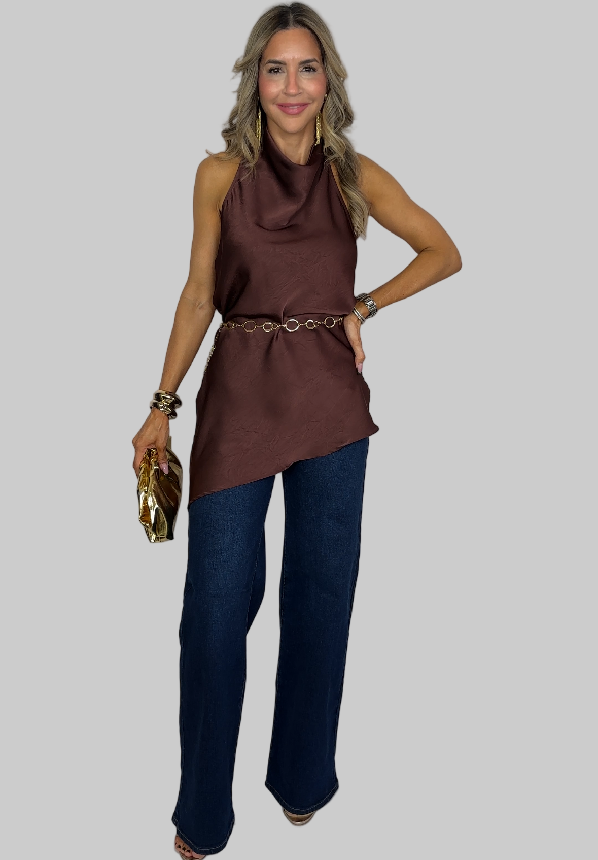 Chocolate Satin Palazzo Set