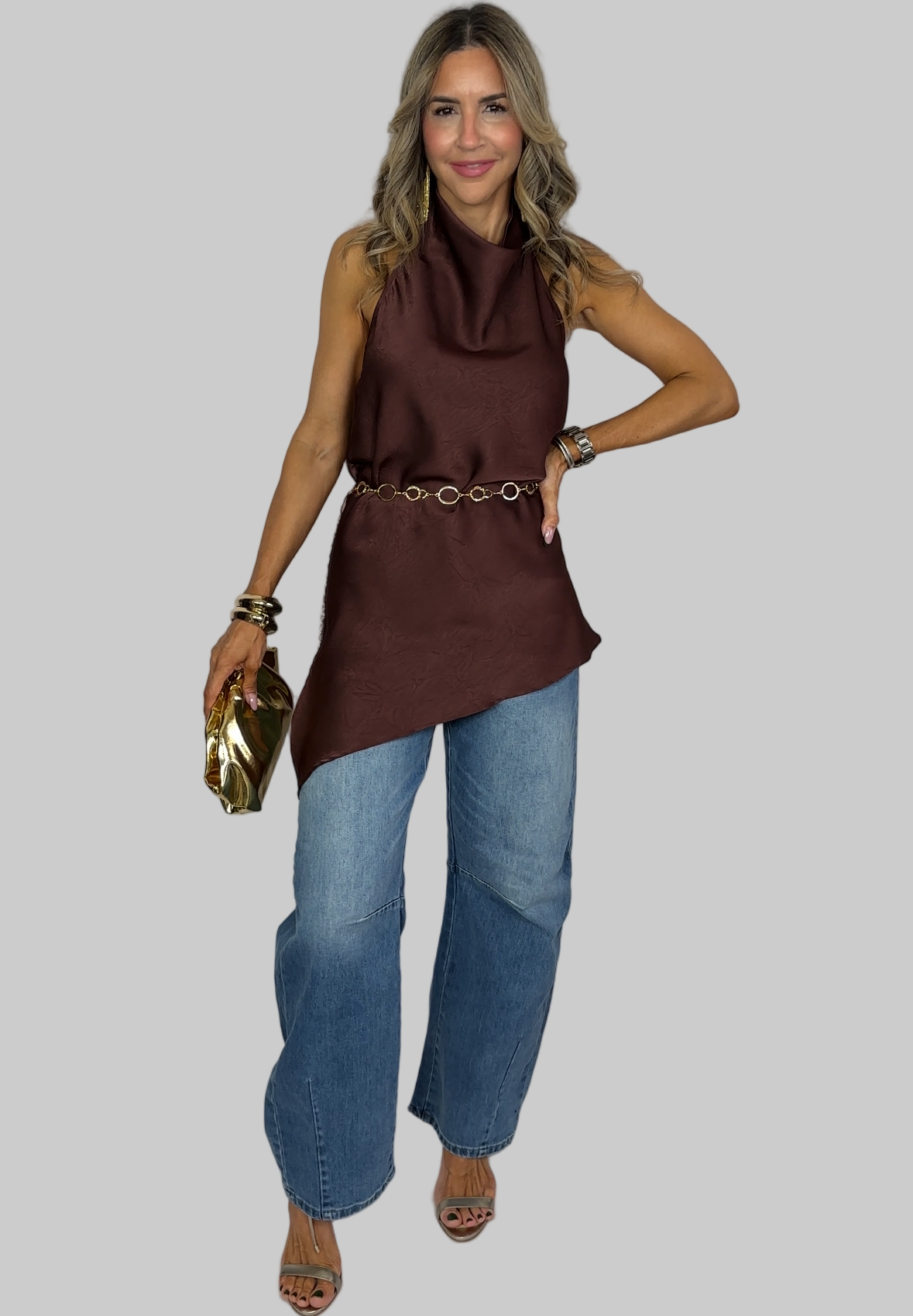 Chocolate Satin Palazzo Set