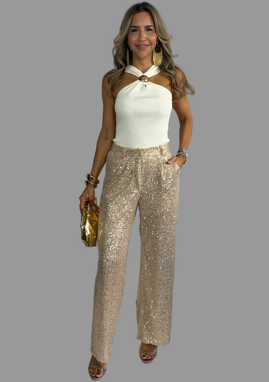 Gold Sequins Palazzo
