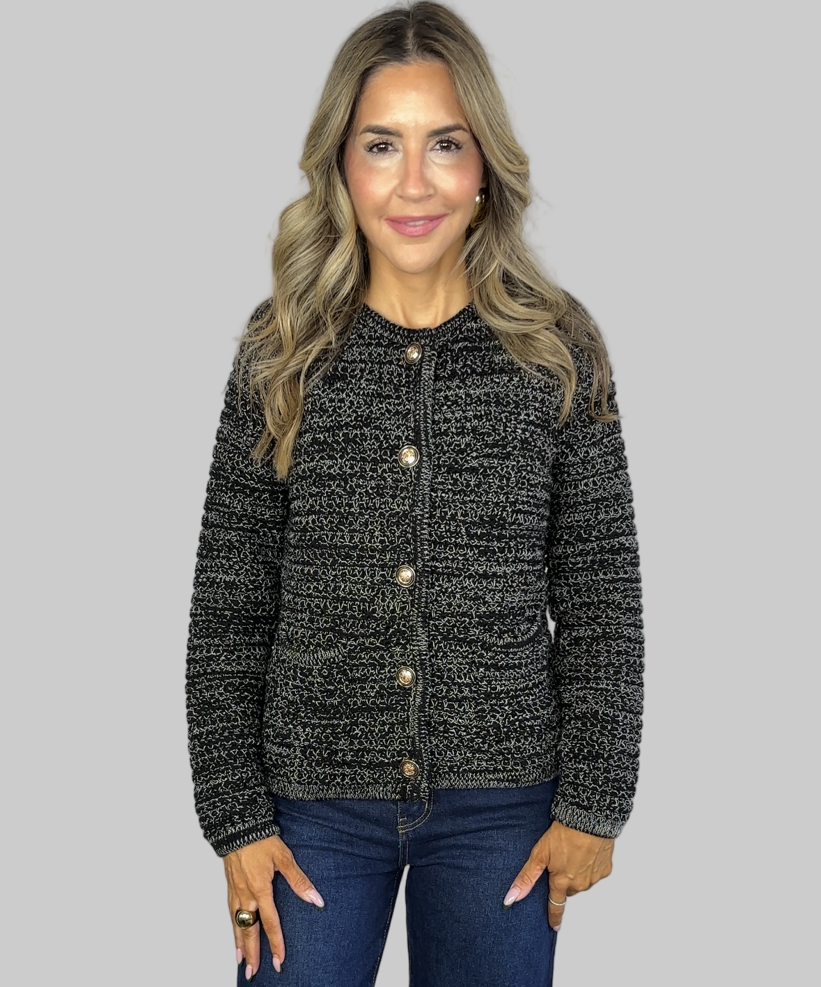 B & W Tweed Cardigan