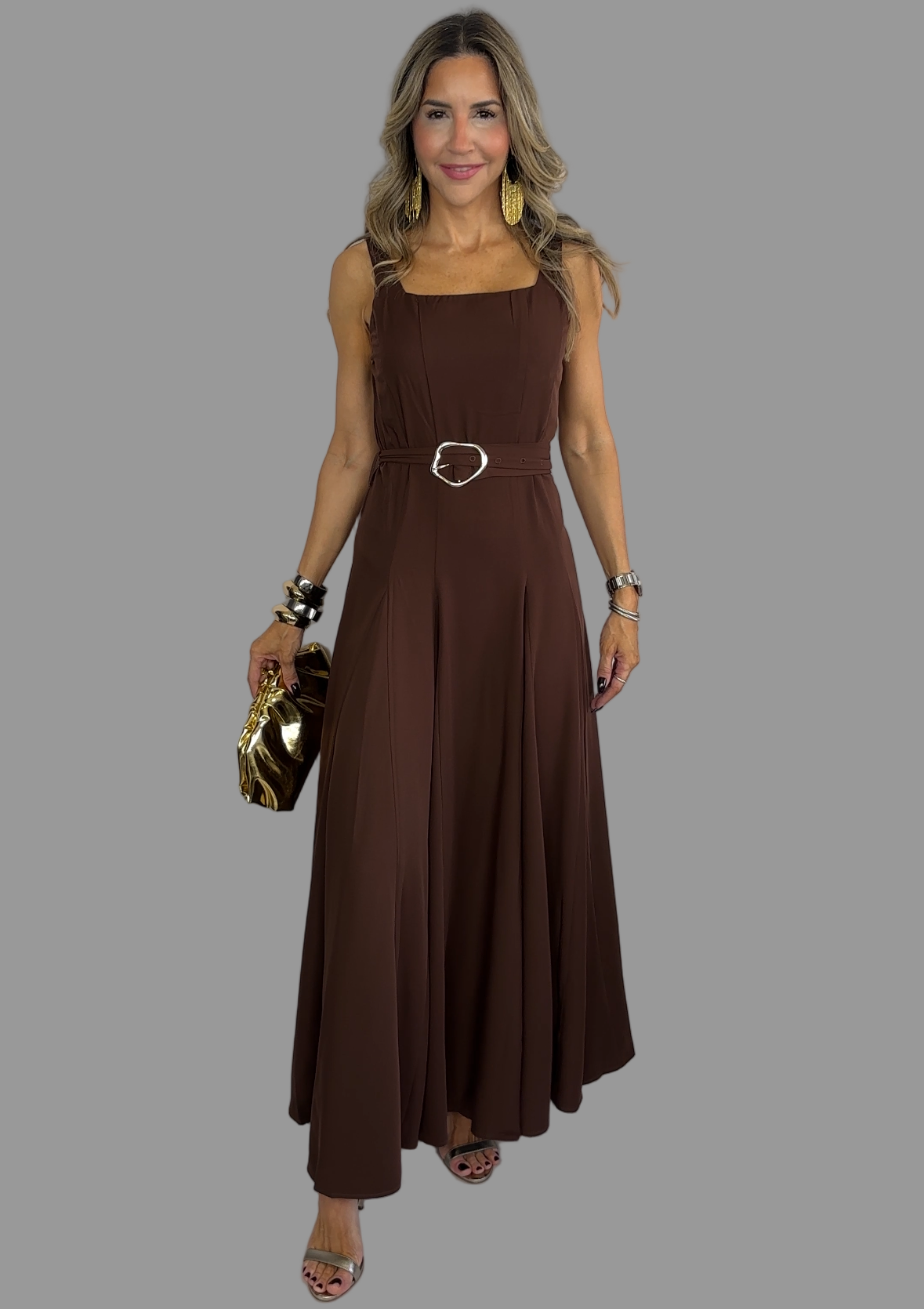 Brown Belted Maxi