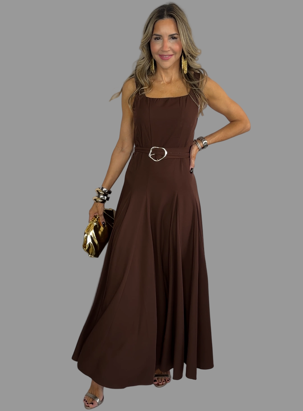 Brown Belted Maxi