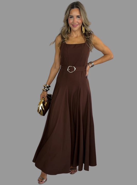 Brown Belted Maxi