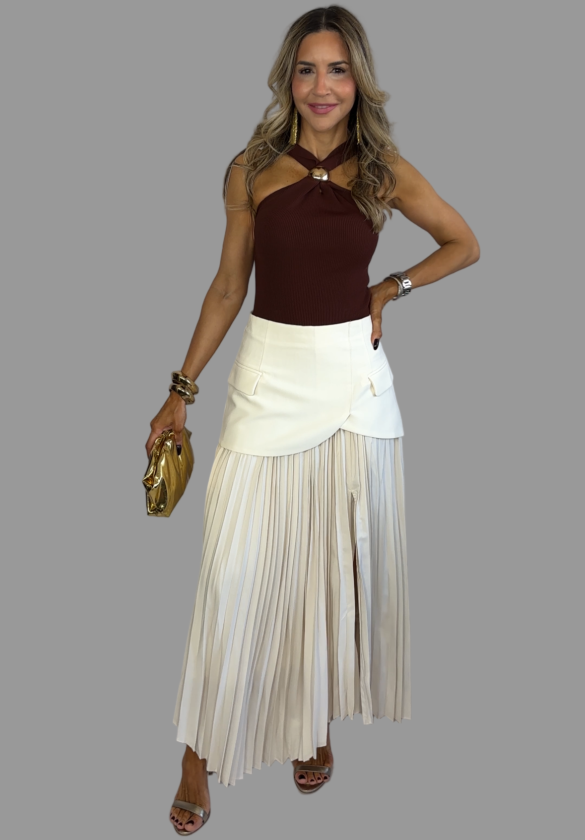 Ivory Pleated Skirt