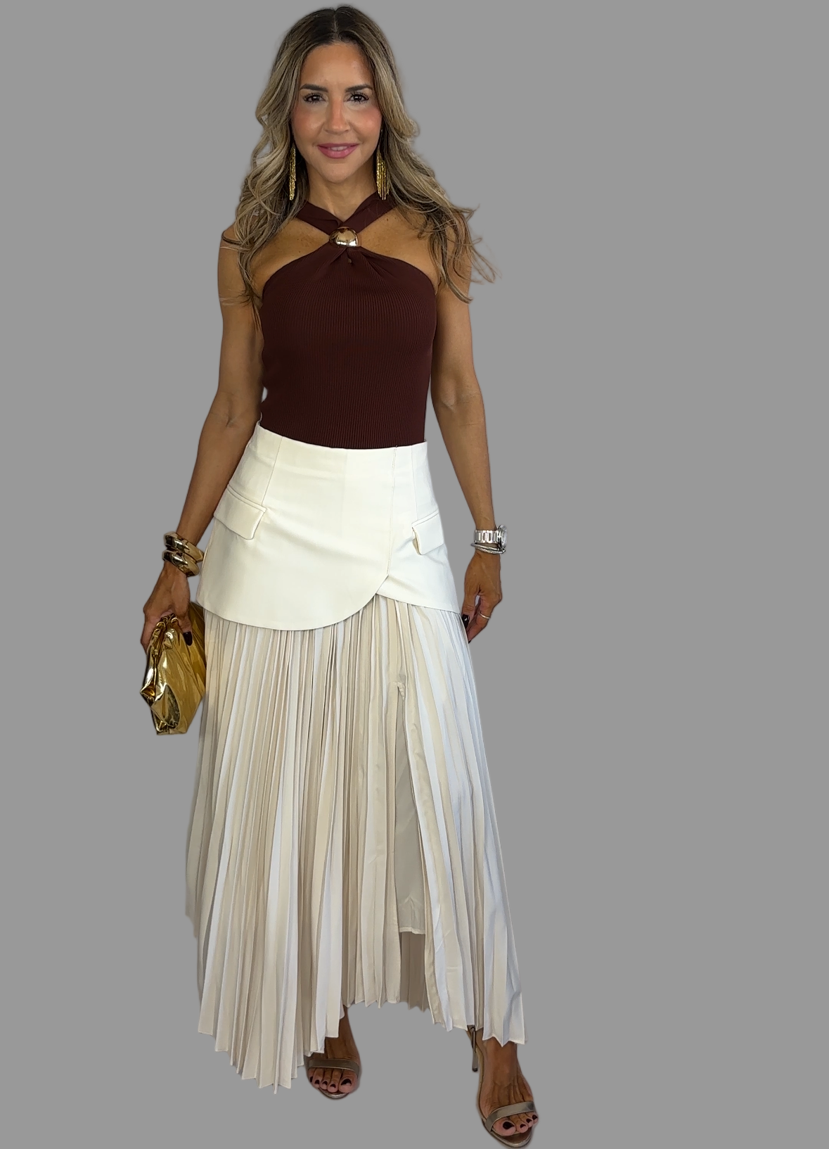 Ivory Pleated Skirt