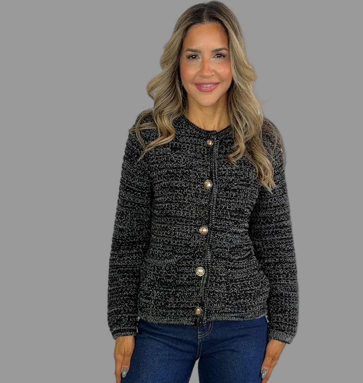 B & W Tweed Cardigan