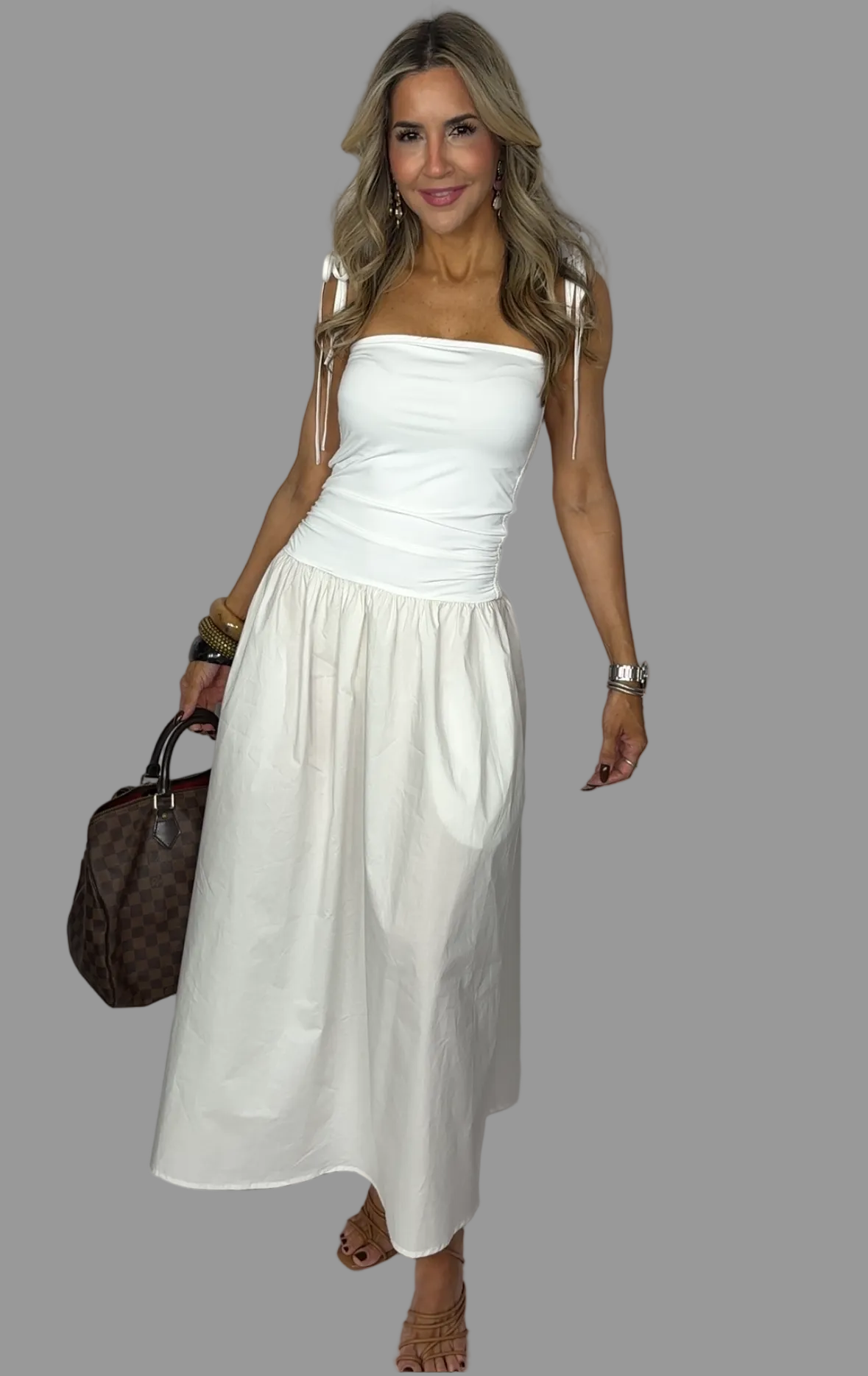 Ivory Flared Maxi Dress