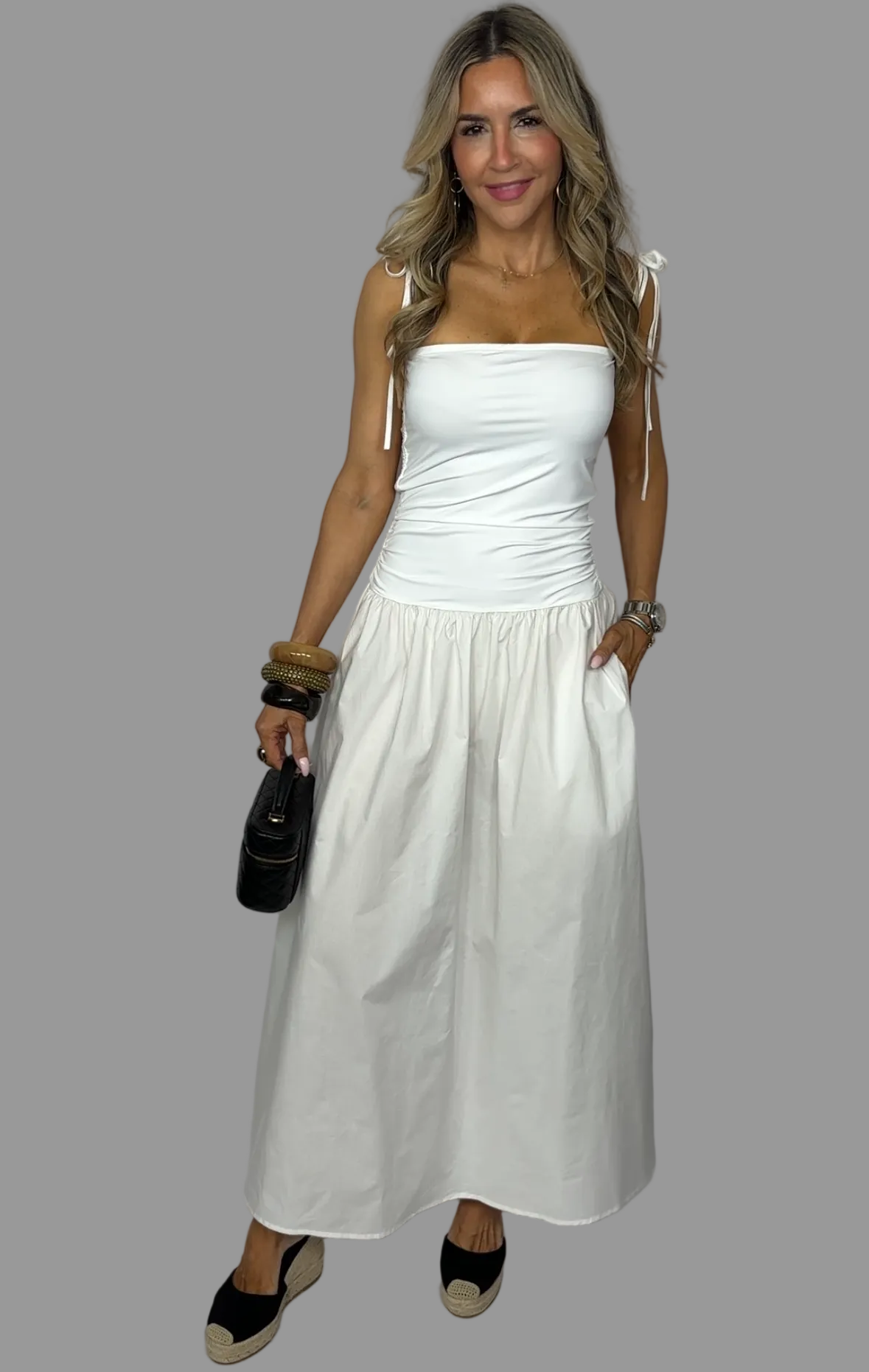 Ivory Flared Maxi Dress