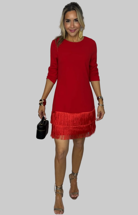 Red Fringe Mini Dress