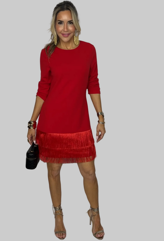 Red Fringe Mini Dress