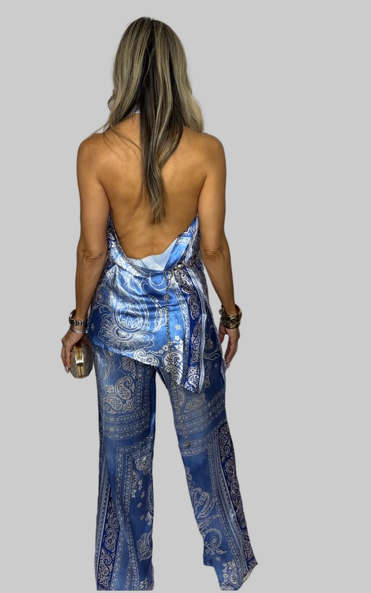 Blue Paisley Palazzo Set