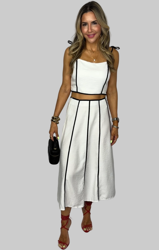 B & W Skirt Set