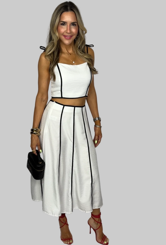 B & W Skirt Set