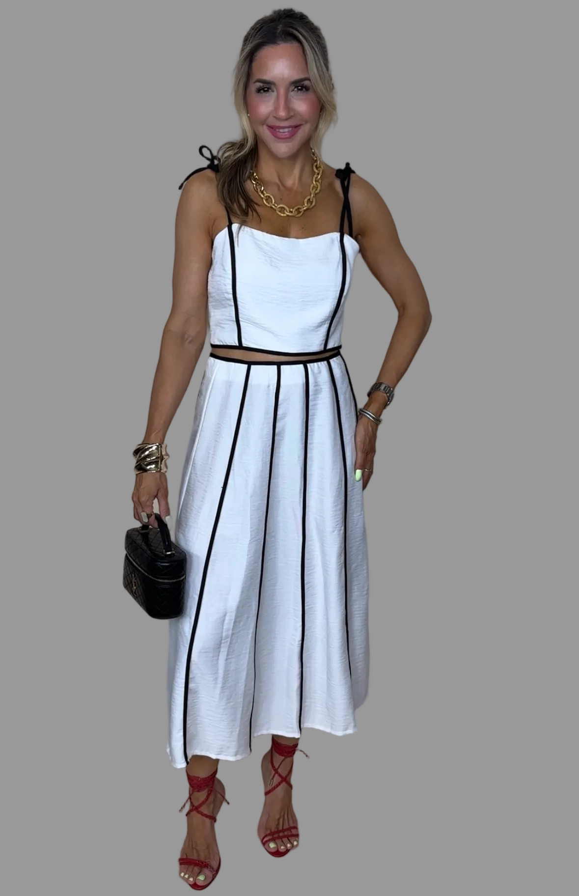 B & W Skirt Set