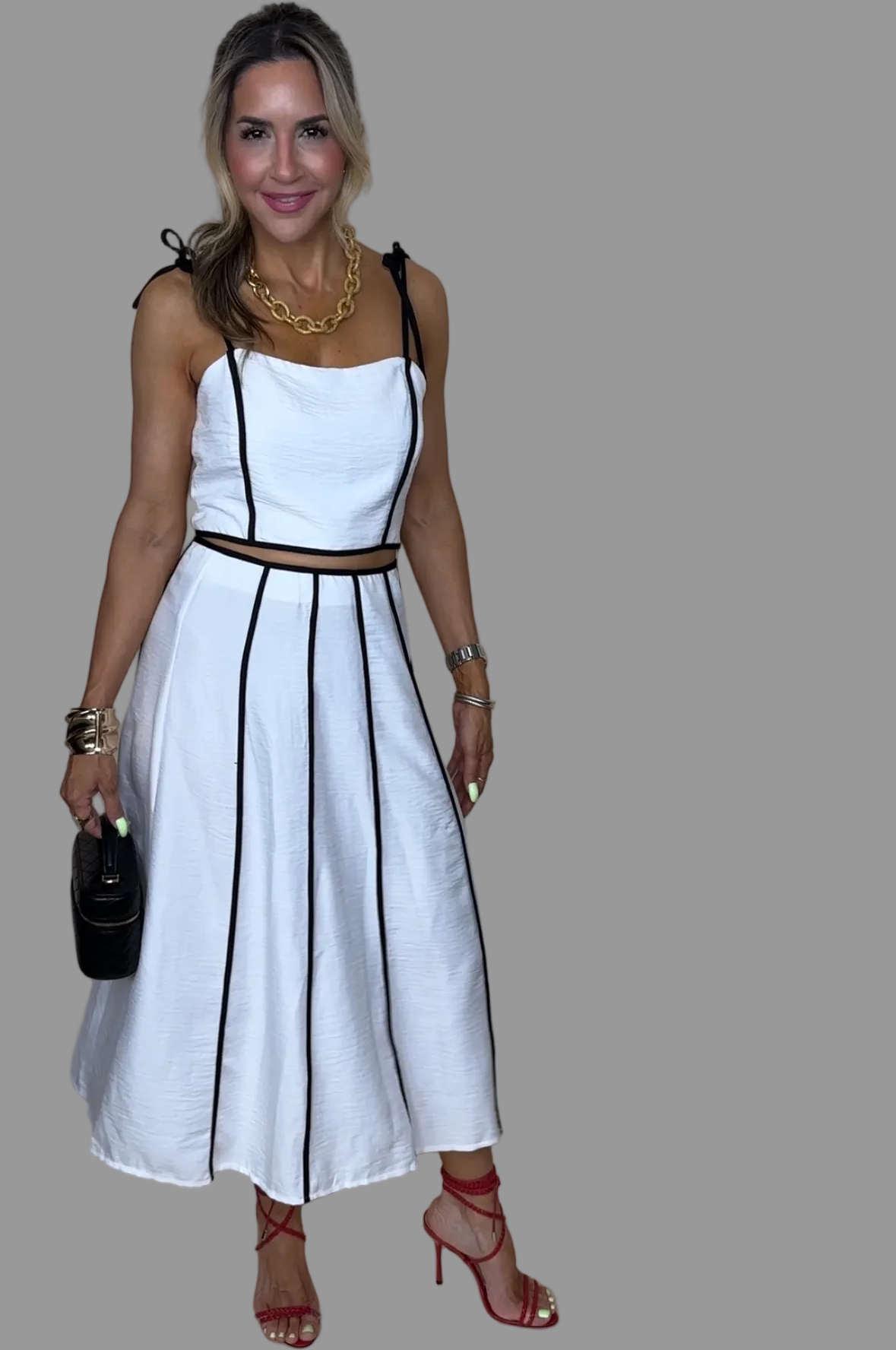 B & W Skirt Set