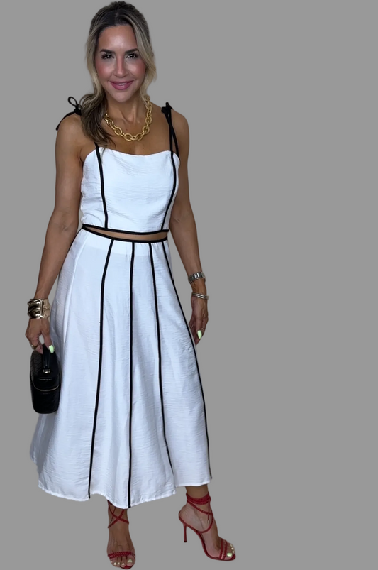 B & W Skirt Set