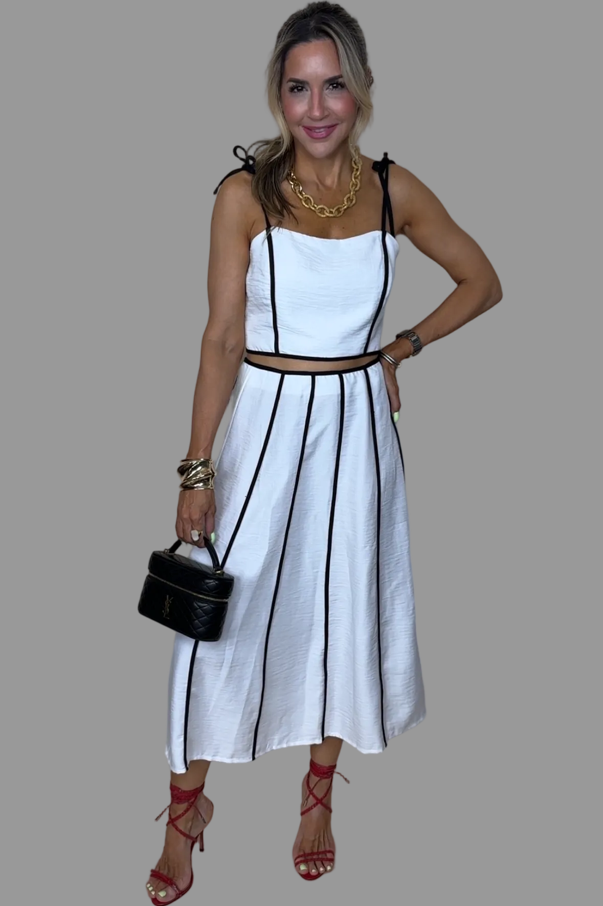 B & W Skirt Set