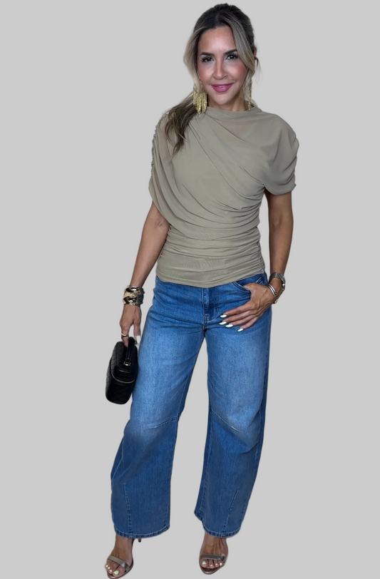 Med Wash Barrel Jeans