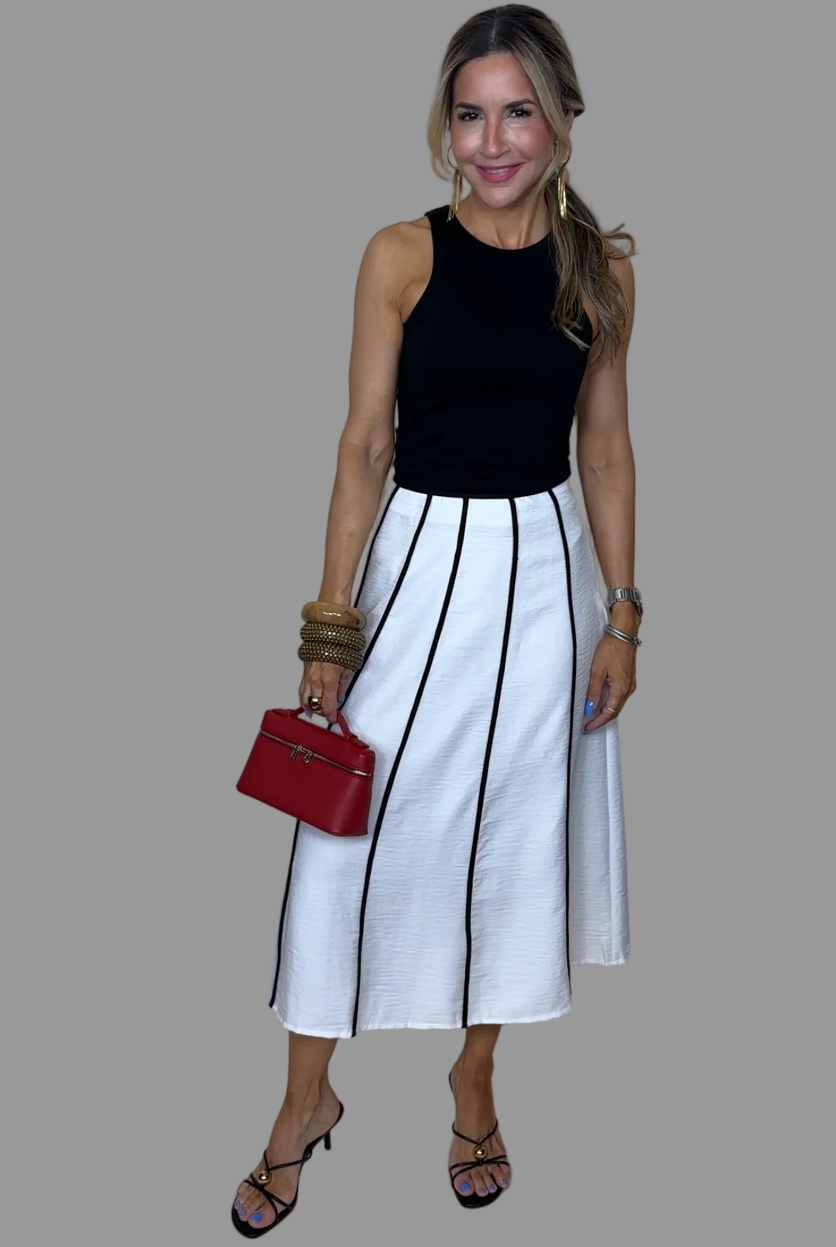 B & W Skirt Set