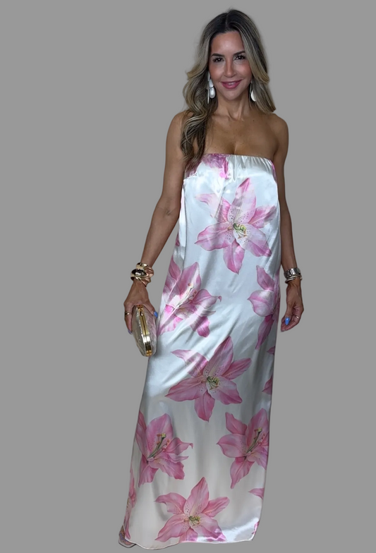 Pink Orchids Maxi Dress