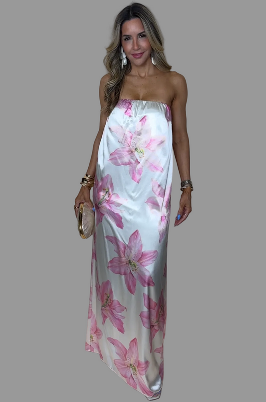 Pink Orchids Maxi Dress
