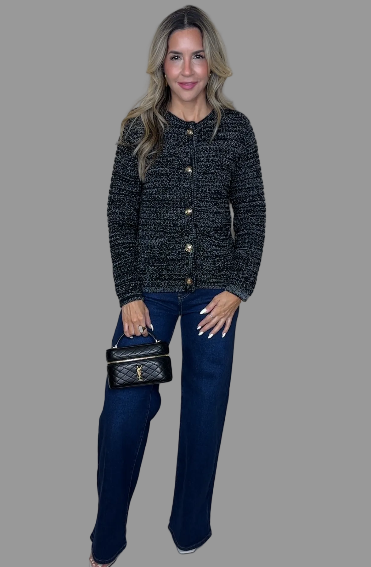 B & W Tweed Cardigan